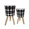 Kingston Living Diamond Design Outdoor Tripod Legs Planters - 12" - Black and White - Set of 2